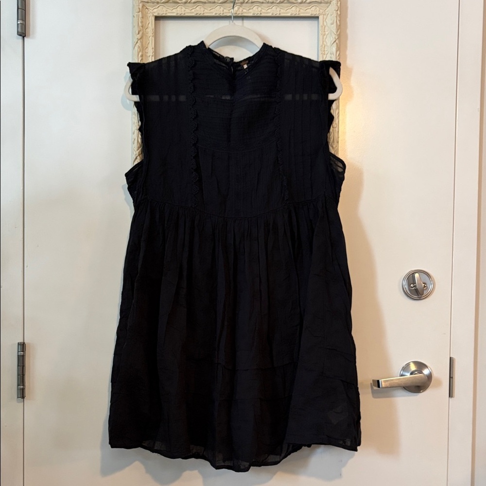 FREE PEOPLE | Cotton Black Lace Tunic Mini Dress with Pockets Coverup - Picture 5 of 16